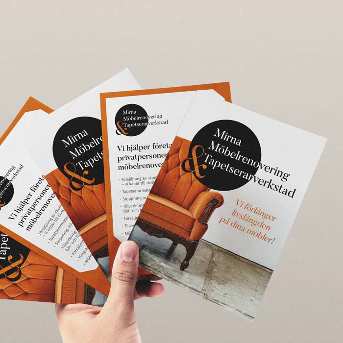 Ett gäng A5-flyers till Mirna